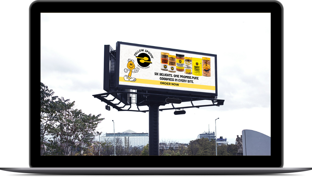 Yellow spoon hoading laptop